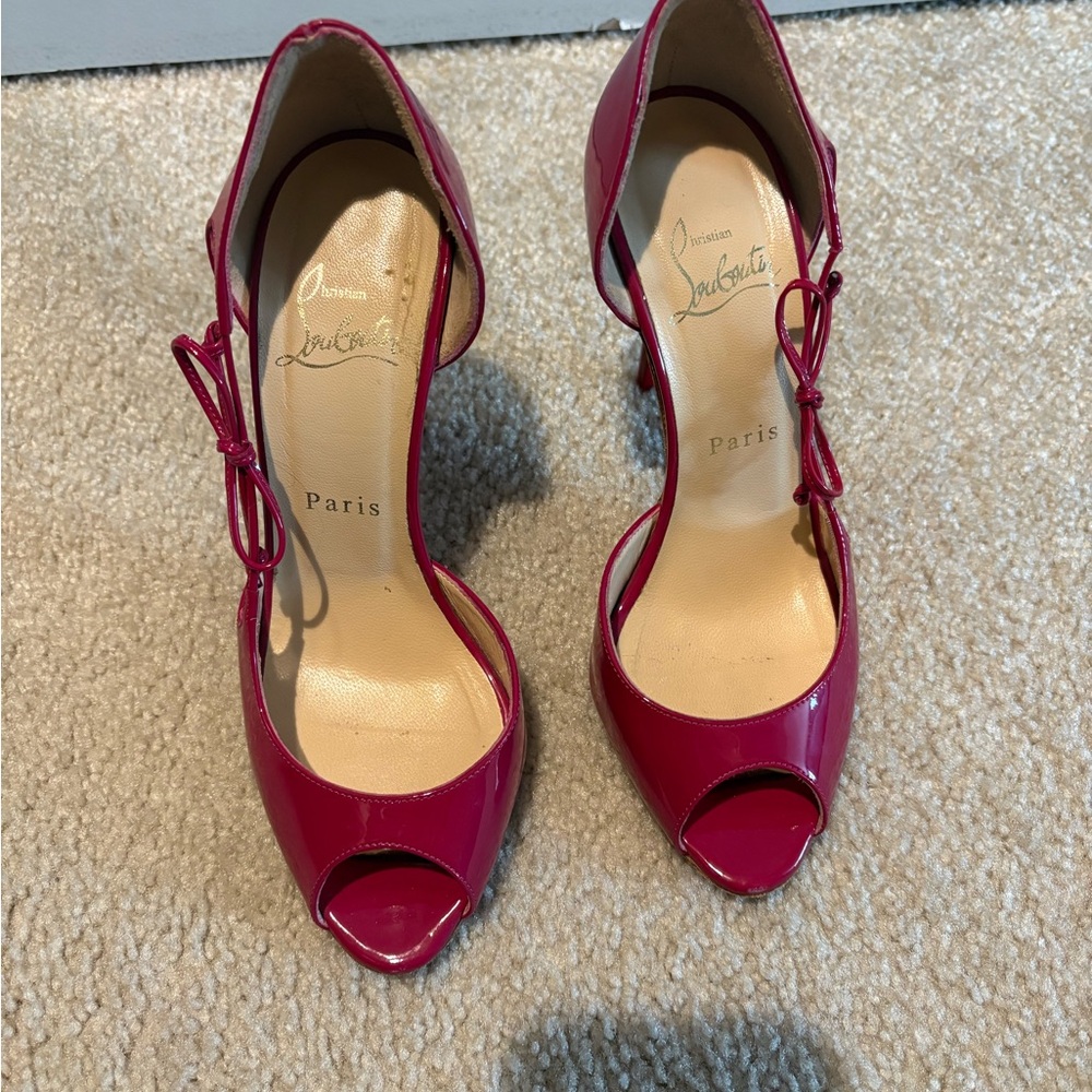 Christian Louboutin Women's Pink Peep-Toe Heels